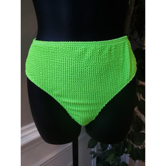 Womens 2 Piece Swimsuit Large Green Crinkle Stretch Twist Front Adjustable Strap - Picture 7 of 7